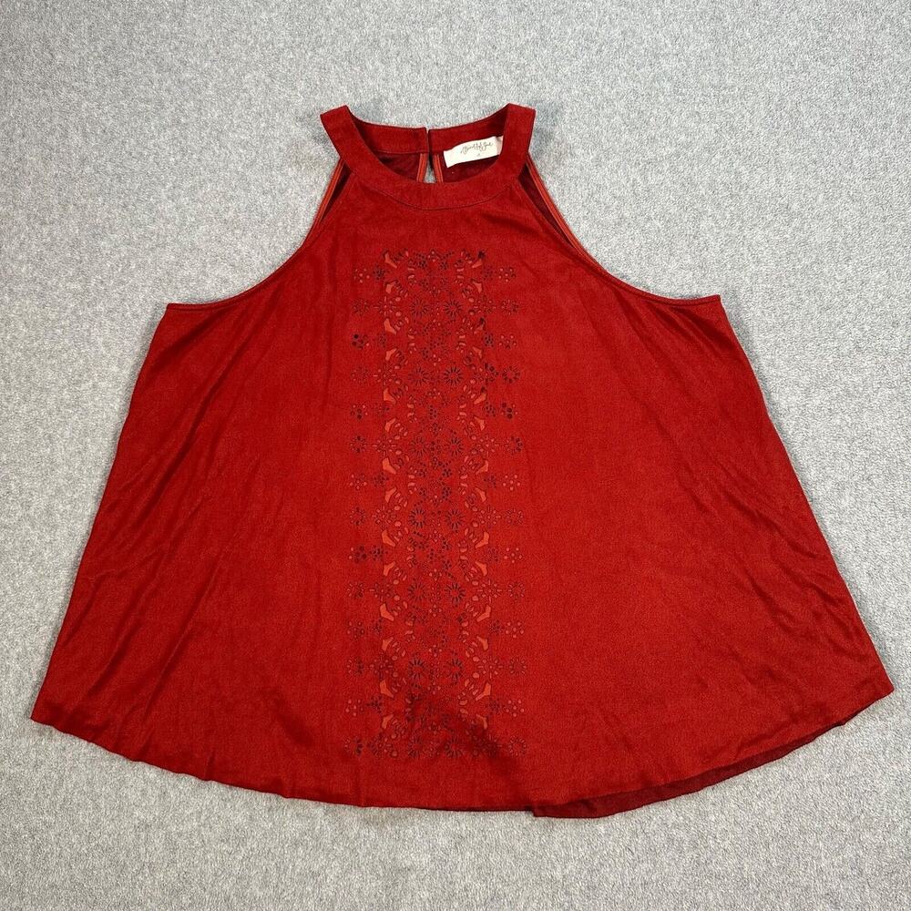A Beautiful Soul High Neck Tank Top Burgundy Cut Out Faux Suede See description